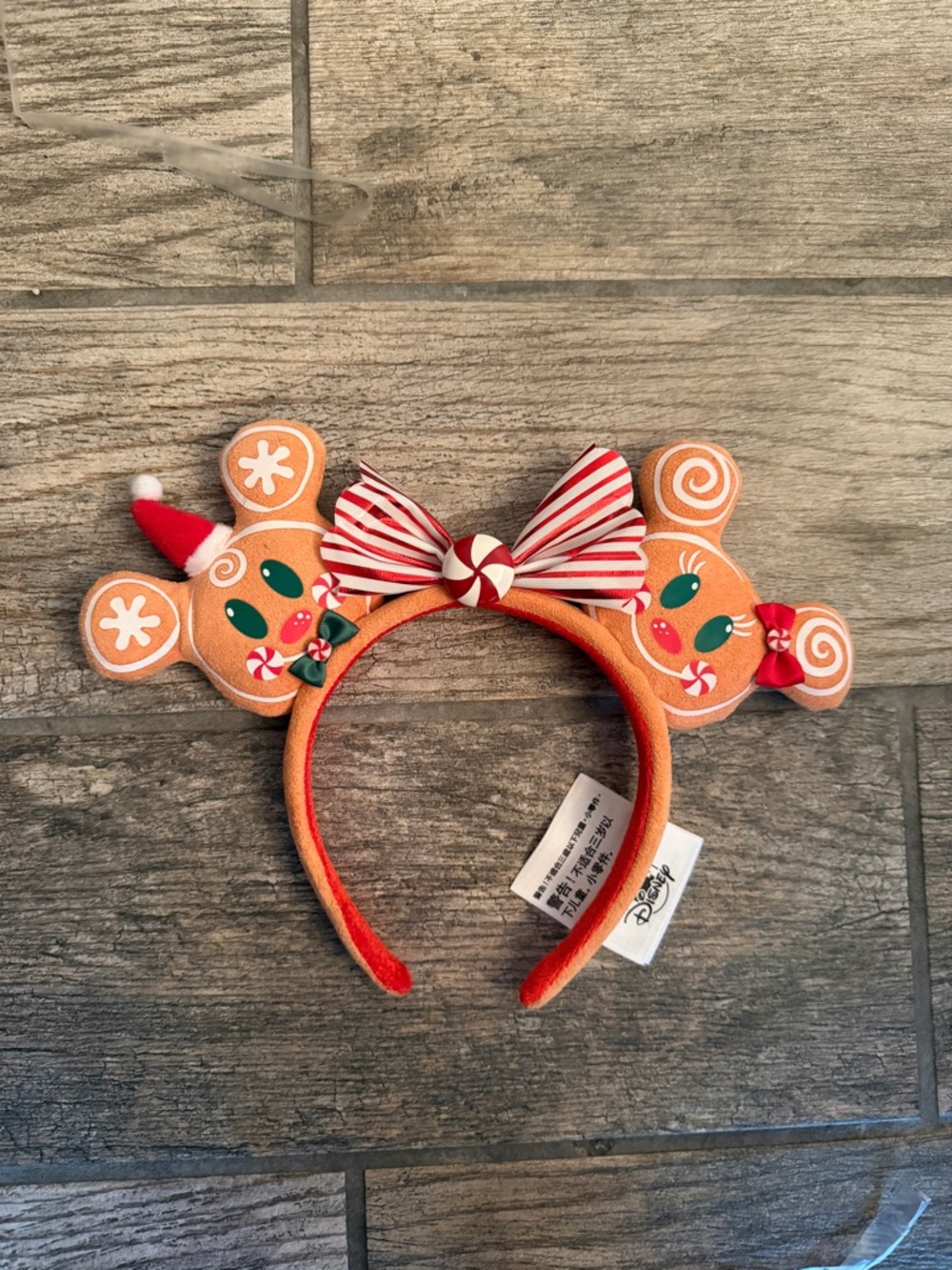 Disney Gingerbread Minnie Ear Headband - Orange, Red & White
